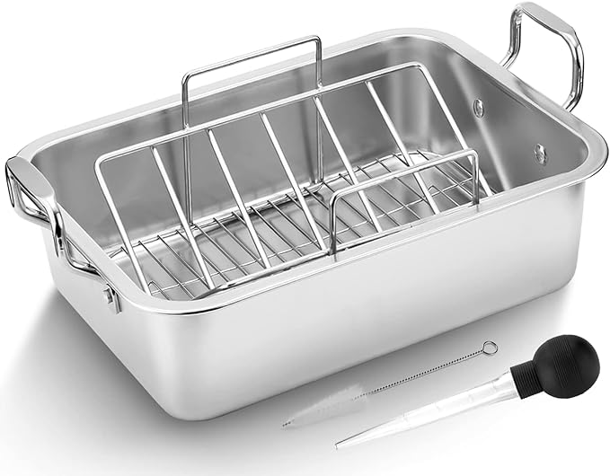 15 Inch Stainless Steel Roasting Pan by Kendane