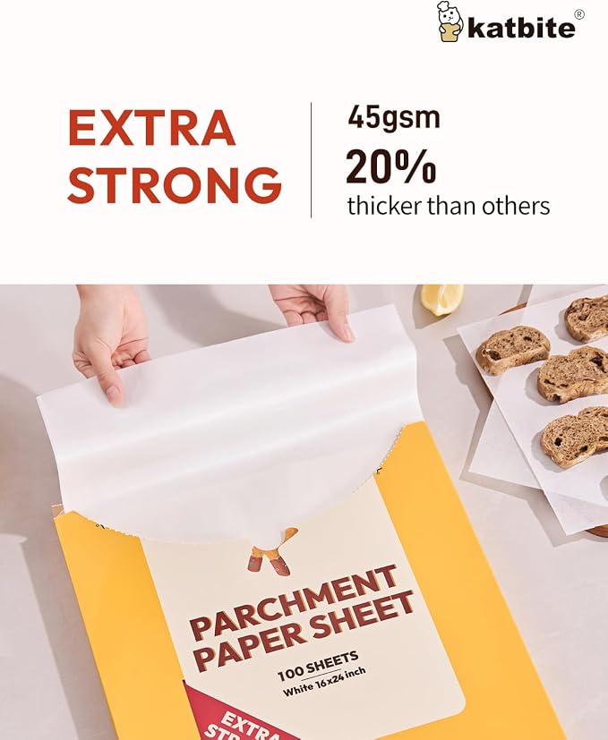 Katbite 16x24 inch Heavy Duty Parchment Paper Sheets, Frying Steaming, Full - Image 3