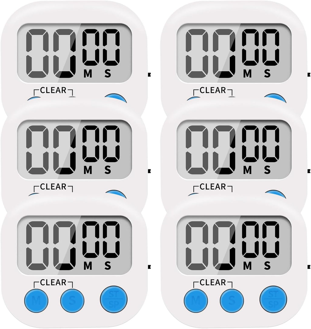 LinkDm 6 Pack Small Digital Kitchen Timer Magnetic Back and ON/Off