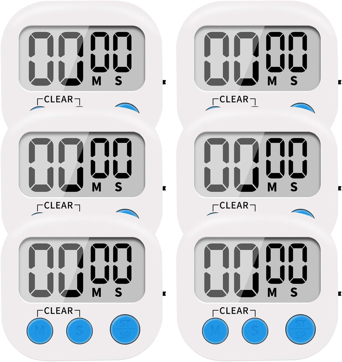 LinkDm 6 Pack Small Digital Kitchen Timer Magnetic Back and ON/Off