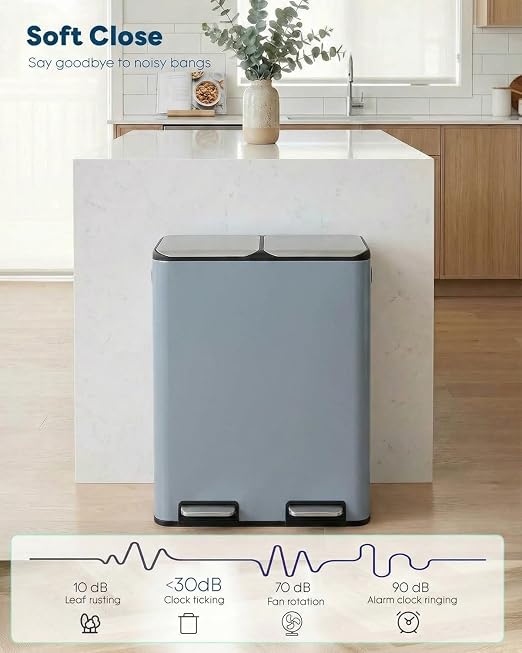 ComfyCorner 16 Gal Dual Trash Can, Stainless Steel Kitchen Garbage Bin - Image 6