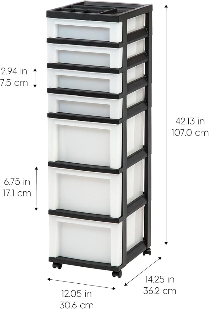 IRIS USA Plastic Drawer Storage Organizer Rolling Cart, - Image 3