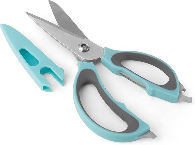 Farberware 4-in-1 Kitchen Shears, Aqua and Gray - Image 3