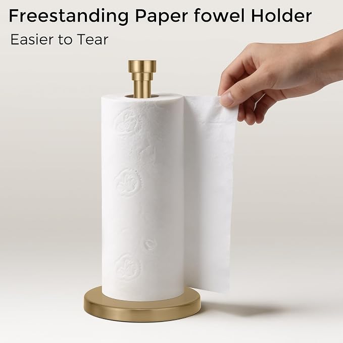 Warm Gold Paper Towel Holder Countertop, Freestanding Paper Towel Stand - Image 7