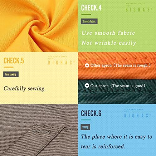 BIGHAS Adjustable Bib Apron with Long Ties for Women Men 18 Colors