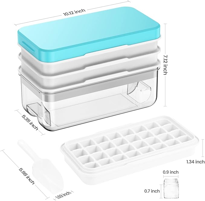 Ice Cube Tray with Lid and Bin, PHINOX 96 pcs Ice Trays - Image 2