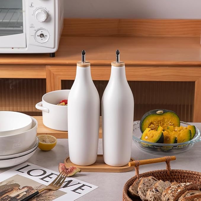 Sweejar Matte Ceramic Olive Oil Dispenser Bottles - Image 3