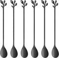 AnSaw 6-Piece Elegant Black Leaf Long Handle Teaspoons by AnSaw