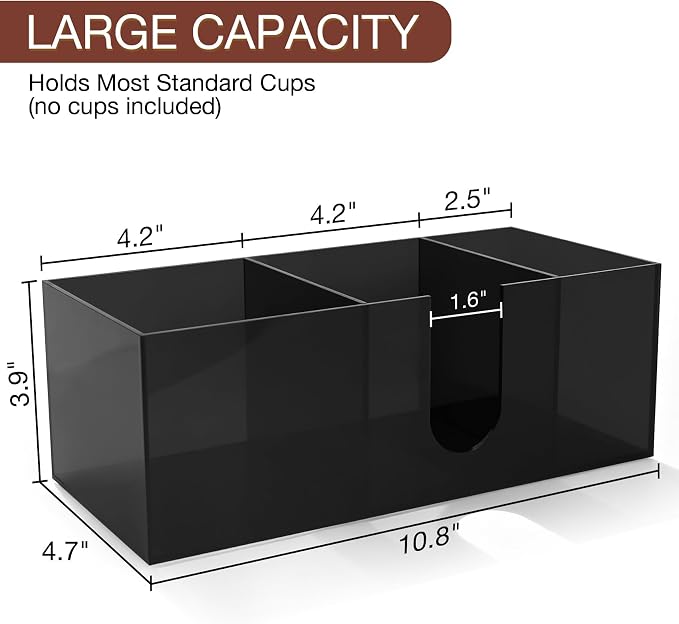 Acrylic Coffee Cup Holder for Countertop, 3 Slots Acrylic Coffee Bar - Image 2