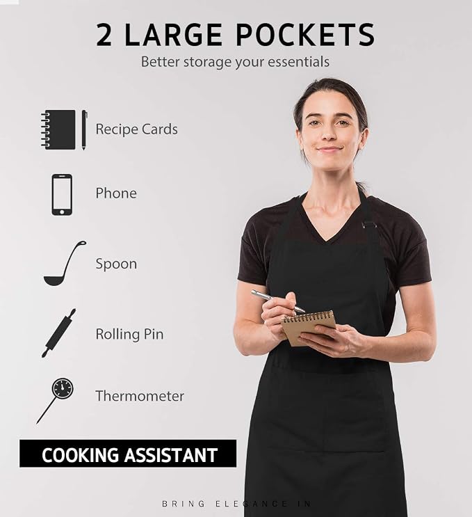 Syntus Apron for Men Women, Adjustable Cooking Kitchen Chef Aprons - Image 4