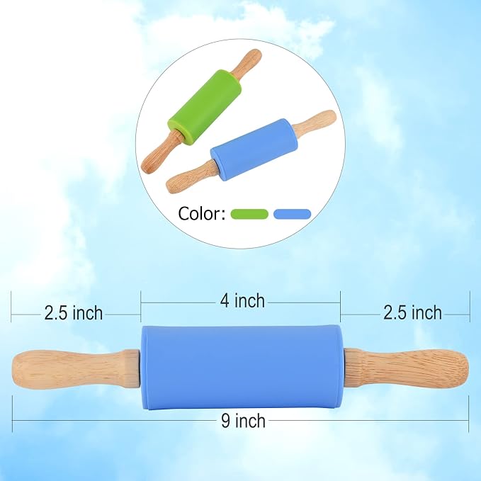Mini Silicone Rolling Pin for Kids, Non-stick Surface Wood Handle, 9 Inch 1 - Image 3