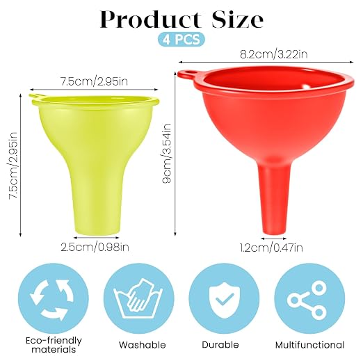 4 PCS Kitchen Silicone Funnel, 4 Colors Kitchen Funnel Set Wide Mouth Funnels - Image 2