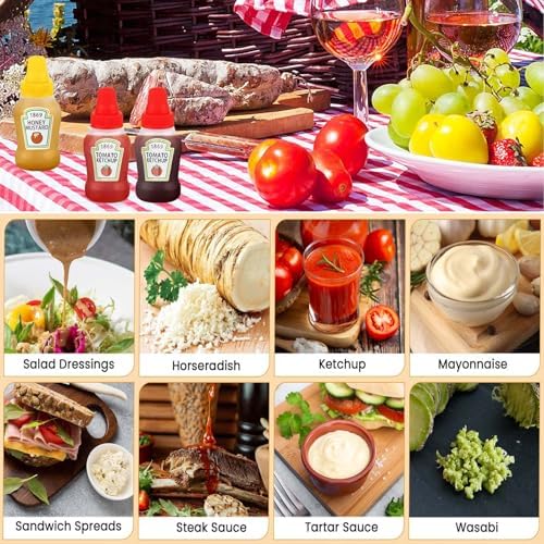 4 Pcs Mini Ketchup and Mustard Bottle for Kids Lunch Accessories, 1 oz