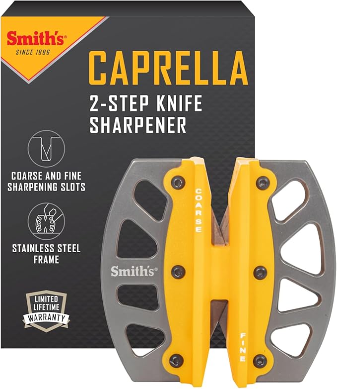 Smith’s 51176 Stainless Steel 2-Step Knife Sharpener | Yellow | Preset Coarse & by SmithsConsumerProductsInc