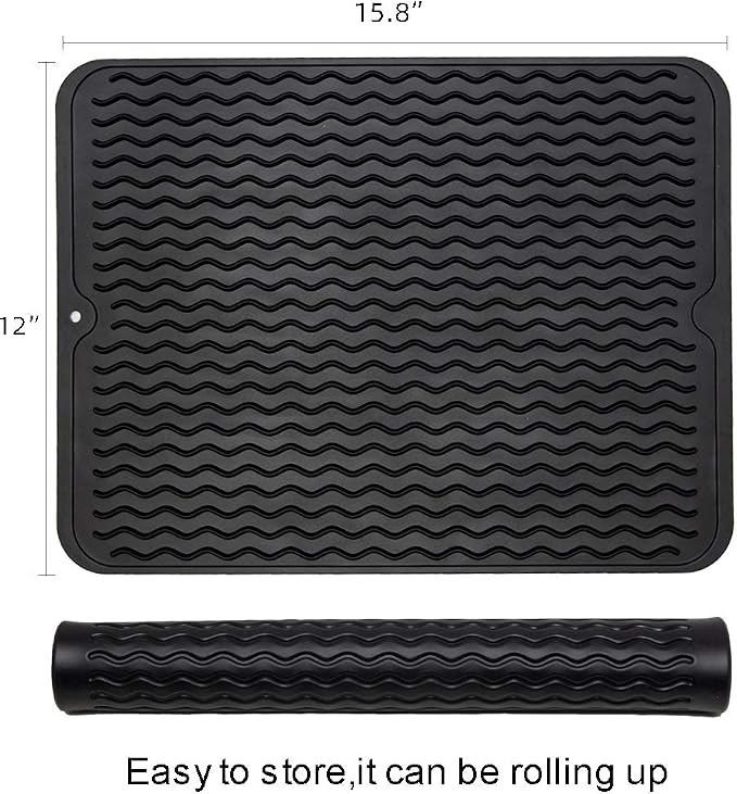 ZLR 2 Pcs Silicone Dish Drying Mat & Heat Resistant Trivet - Image 2
