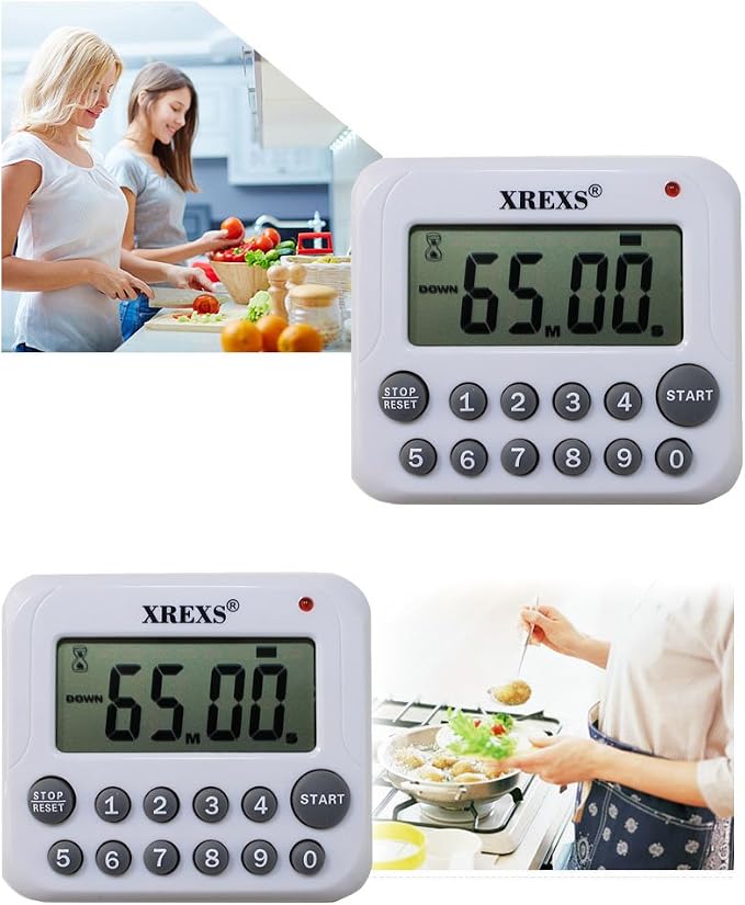 XREXS Digital Kitchen Timer Magnetic Countdown Up Cooking Timer Clock - Image 2