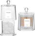 rejomiik 2 Pack Qtip Holder Thick Glass Apothecary Jars by rejomiik