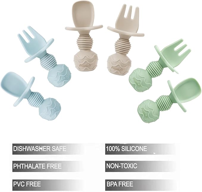 PandaEar 6 Pack Silicone Baby Spoons and Fork Feeding Set- Anti-Choke First - Image 6