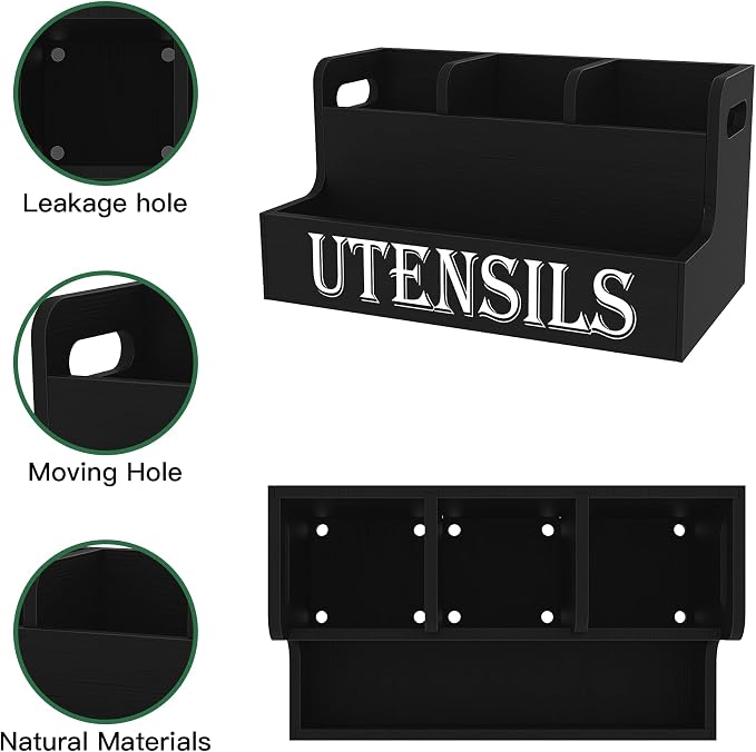 Suli Kitchen Utensils Holder, Wooden Utensil Organizer - Image 4