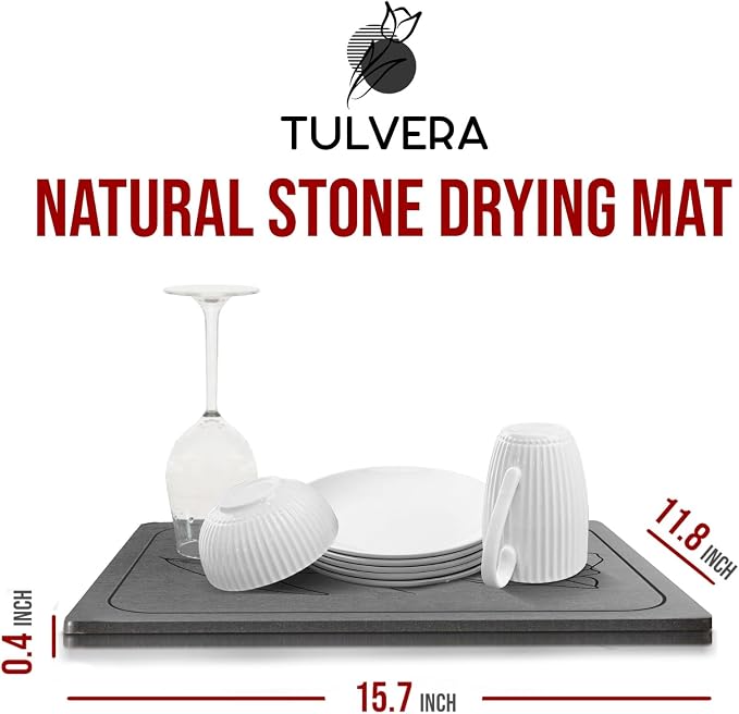 Stone Dish Drying Mat for Kitchen Counter – Diatomaceous Earth Drying Mat | - Image 4