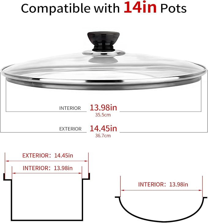14 Inch Pan Lid, Tempered Glass Cast Iron Lid - Image 2
