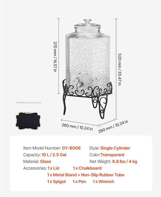 VEVOR Beverage Dispenser, 2.5 Gallon Drink Dispensers - Image 7