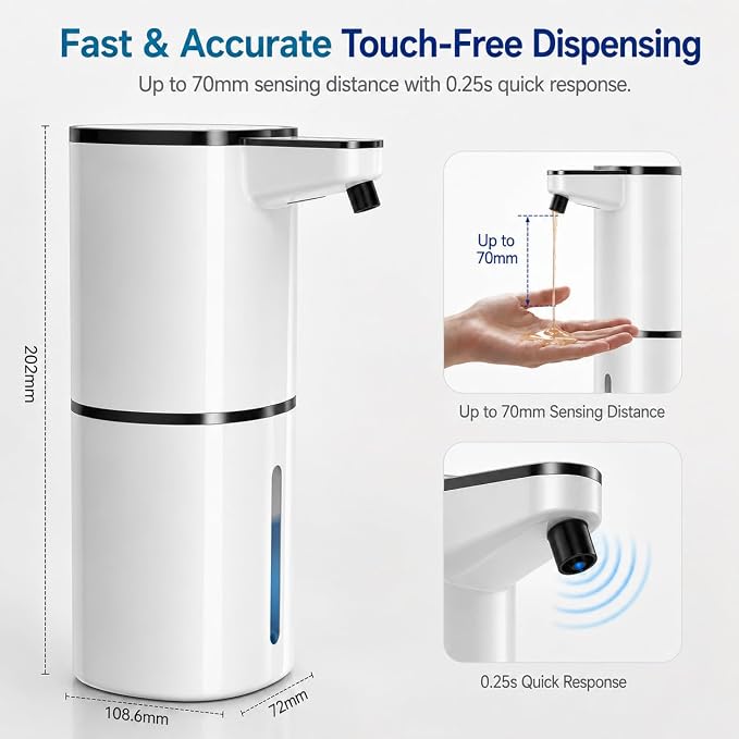 Automatic Liquid Soap Dispenser, 9 Adjustable Levels, 380ml/12.8oz, Touchless - Image 4
