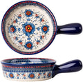 Blue and Orange Flower Vintage Style Ceramic Bakeware Casserole Dish