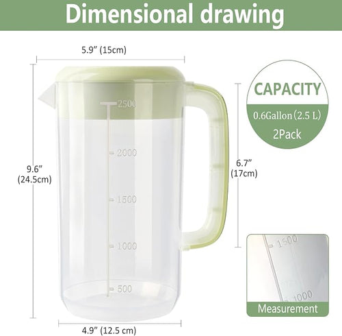 0.6 Gallon 2.5 Litre Clear Plastic Pitcher - Image 2