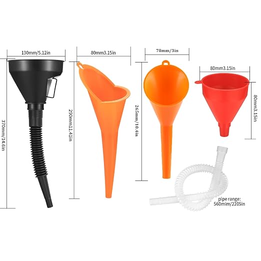 4 Pcs Automotive Funnels Set, Wide Mouth Fuel Funnel, Plastic Long Neck Oil - Image 2