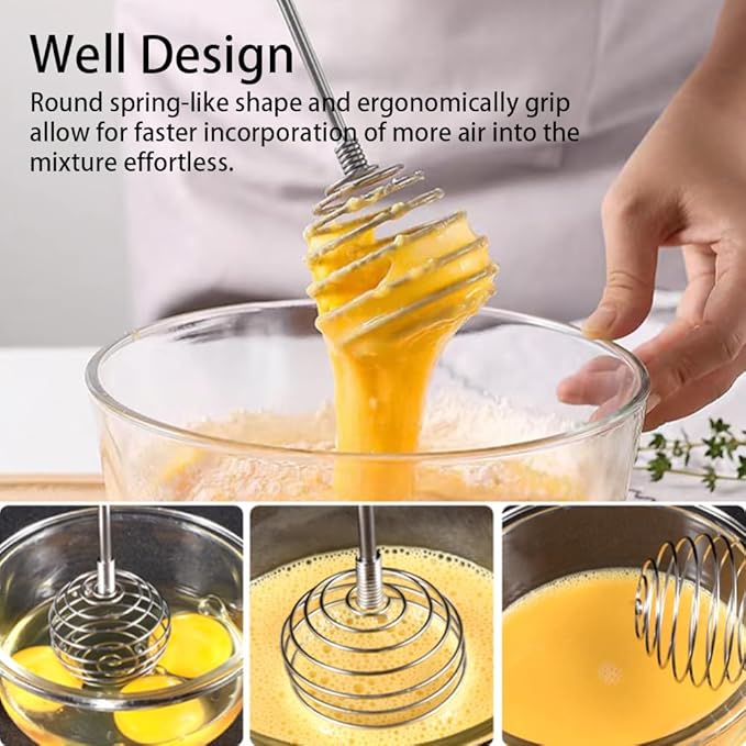 Stainless Steel Spring Coil Whisk 1 Pack, Wire Whip Egg Beater, Kitchen - Image 7