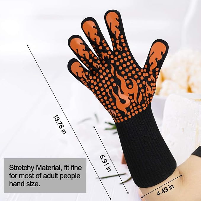 Comsmart BBQ Gloves, 1472 Degree F Heat Resistant Grilling Gloves Silicone - Image 3