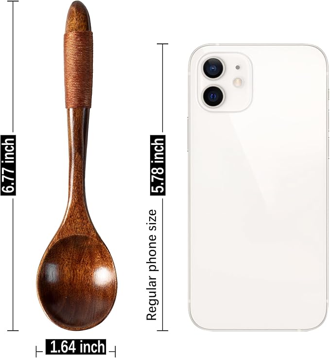 6 PCS Wooden Spoons for Honey, 6.7 inch Small Wooden Spoons - Image 3