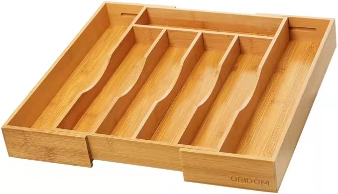 2-Piece Bamboo Silverware Organizer, Expandable Kitchen Drawer Organizer - Image 8