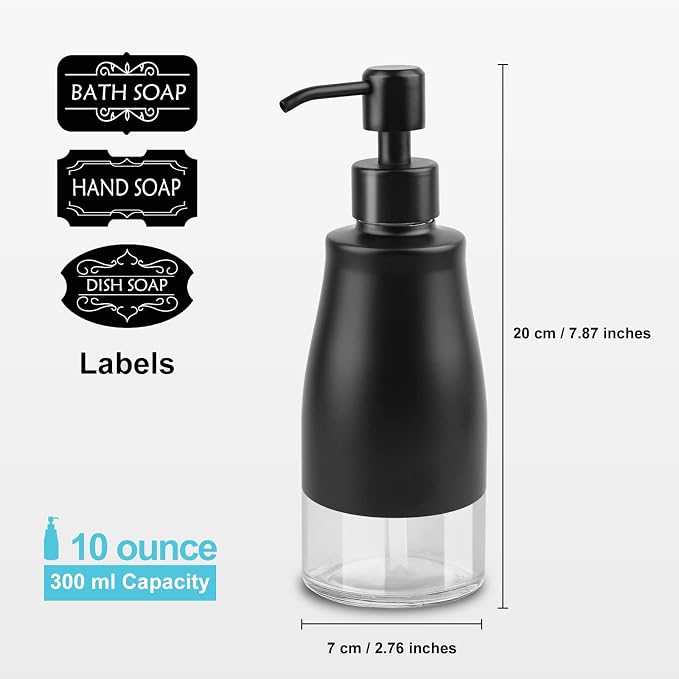 AUMIO Dish Soap Dispenser with Stickers, 2 Pack Kitchen Dish Refillable Liquid - Image 3