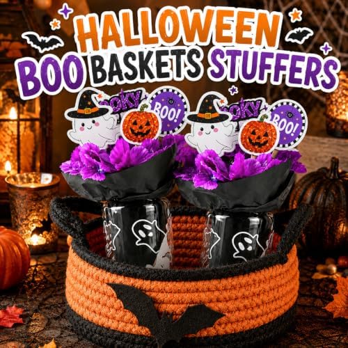 2-Pack Halloween Ghost Glass Cups with Lids& Straws, Boo Basket