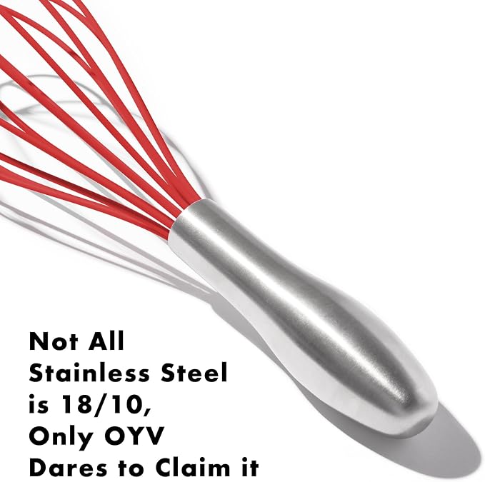 OYV 10-Inch Red Silicone Whisk, Heat Resistant 480°F Kitchen Whisk - Image 6
