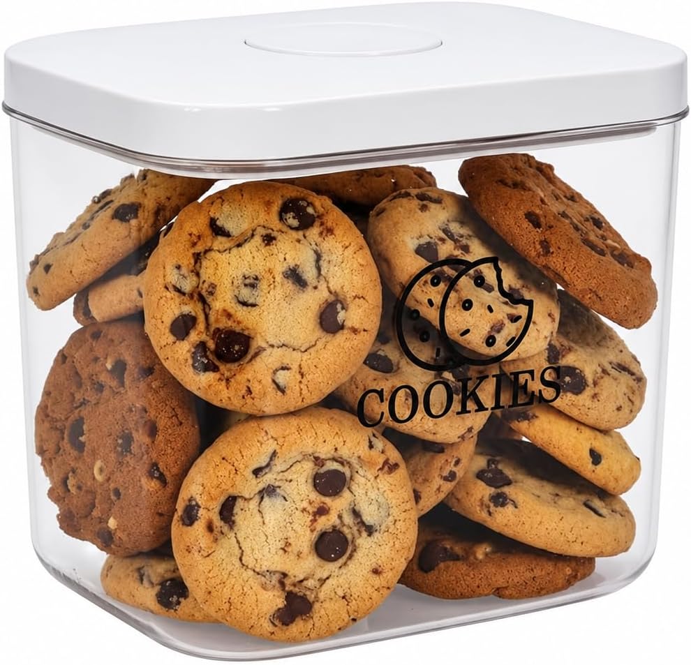Cookie Jar with Airtight Lid,Bread Box for Kitchen Countertop,Time