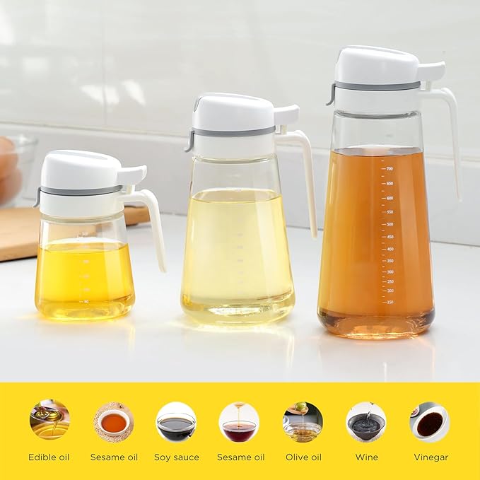 Auto Flip Glass Olive Oil Dispenser, Dispenser - Image 5