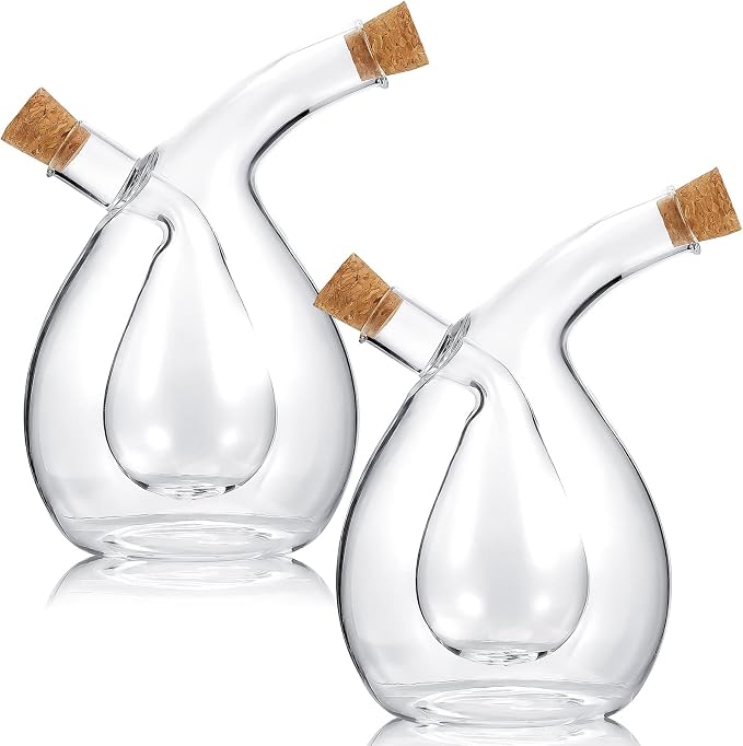 Suclain 2 Pcs Oil and Vinegar Dispenser, 2 in 1 Glass Olive Oil and Vinegar by Suclain