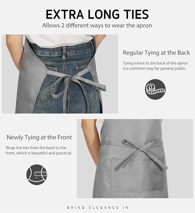 Syntus Apron for Men Women, Adjustable Cooking Kitchen Chef Aprons - Image 5