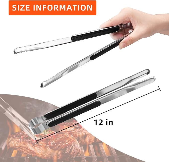 4 Pack Premium Stainless Steel Kitchen Tongs, Serving Tongs - Image 2