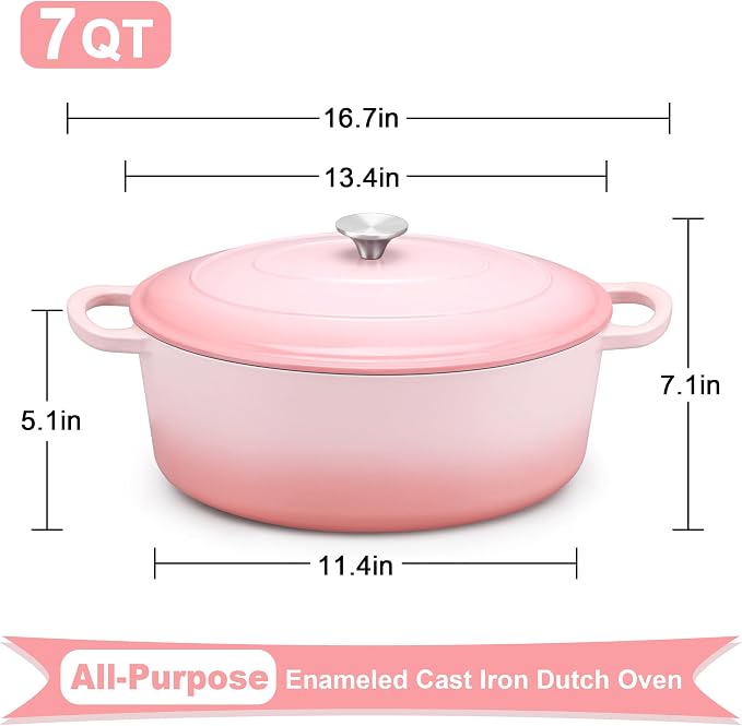 E-far 7QT Oval Dutch Oven Pot - Image 2