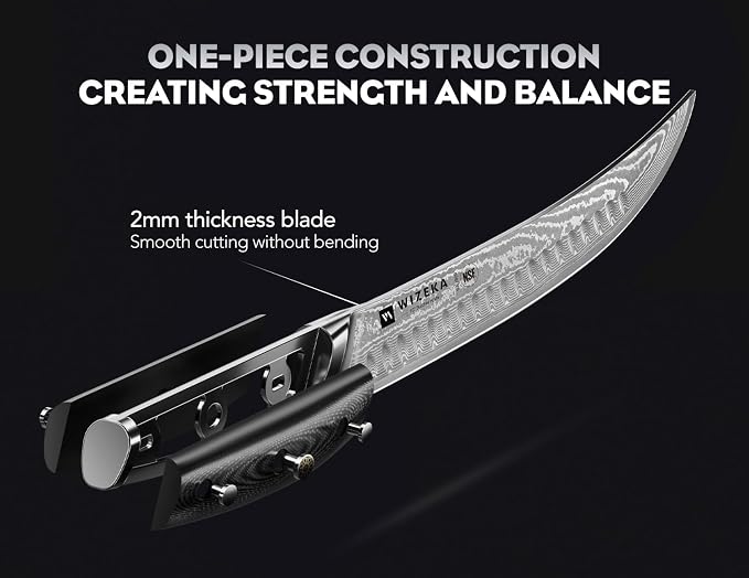 WIZEKA Carving Knife-10 Real Damascus Breaking Knife, Razor Sharp Butcher knife - Image 4