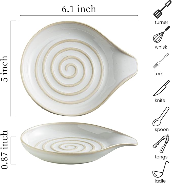 LAUCHUH Spoon Rest, Large Ceramic Spoon Holder - Image 2