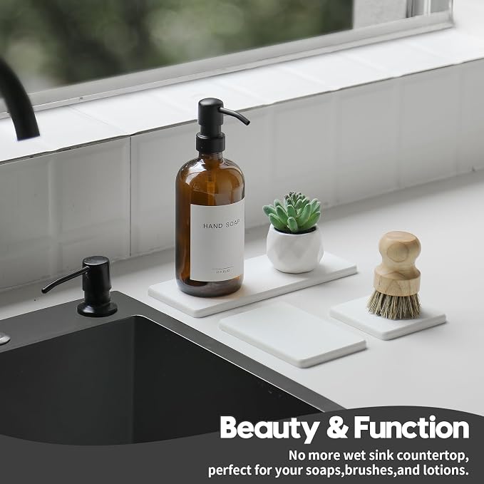 Razborci 3PCS Bathroom Sink Vanity Trays, Quick Stone Drying Mat Dish Soap - Image 4