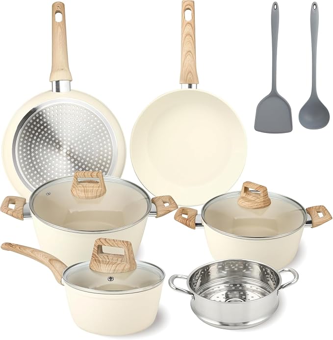 11 Pcs Pots and Pans Set, Nonstick Cookware Set by RayBear