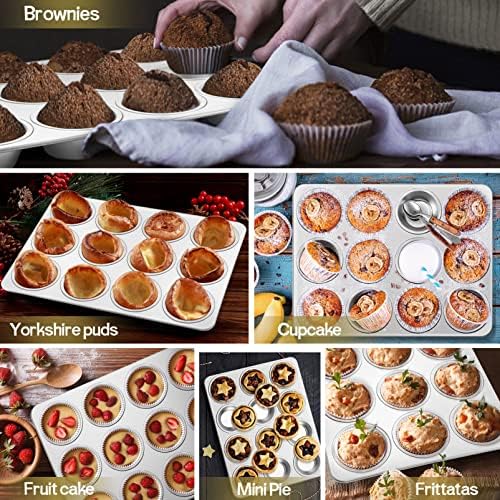 TeamFar 12-Cup Muffin Pan, Stainless Steel Muffin Tin