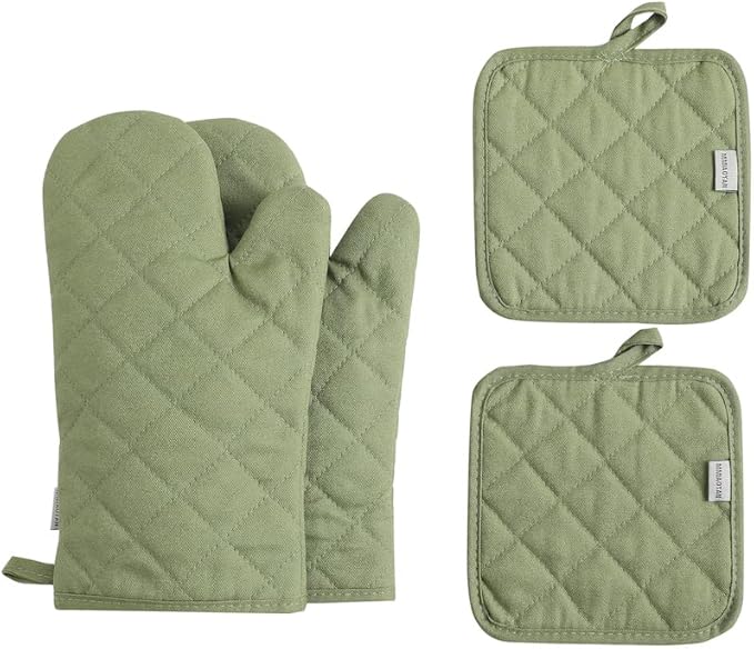 Oven Mitts and Pot Holders 4 pcs Set, High Heat Resistant 500 Degree Extra by M+MIAOYAN