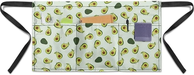 Server Apron with 3 Pockets, Waterproof Oil Waitress Waiter Half Apron by Noprintge